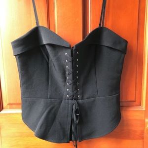 Black Corset Tank Top with Zipper